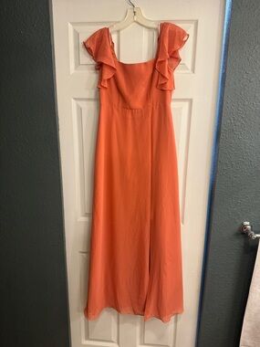 Azazie Mai Tai  Ruffle-Sleeve Maxi Dress junior 14